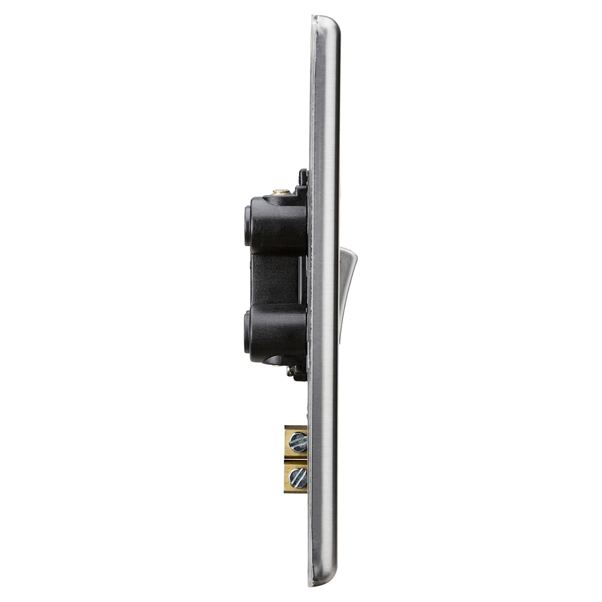 45A 2 Gang Round Edge Double Pole Cooker Switch with Neon - Brushed Chrome - view 2