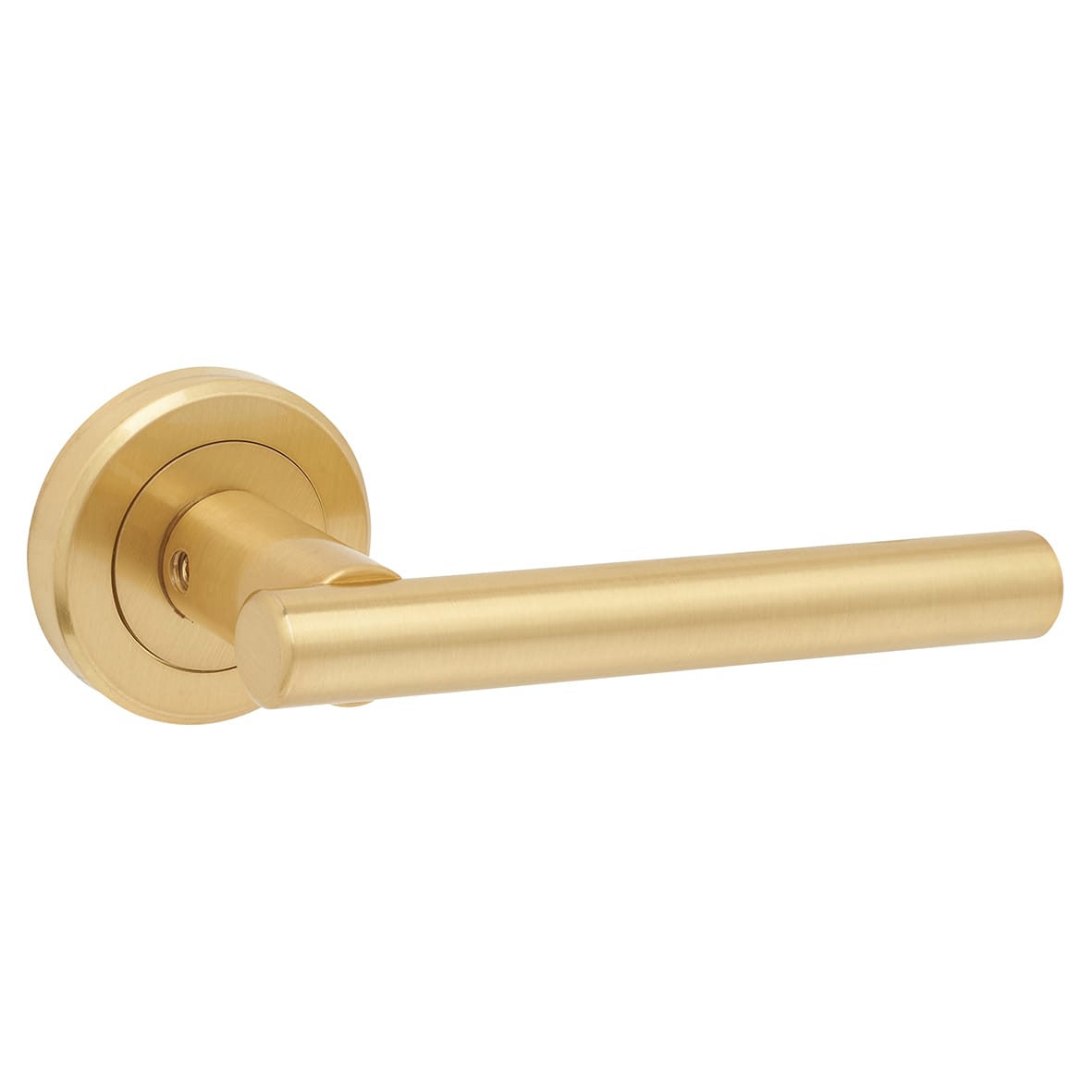 Brass Satin Brass Door Handles on Round Rose - Philadelphia Range - view 2