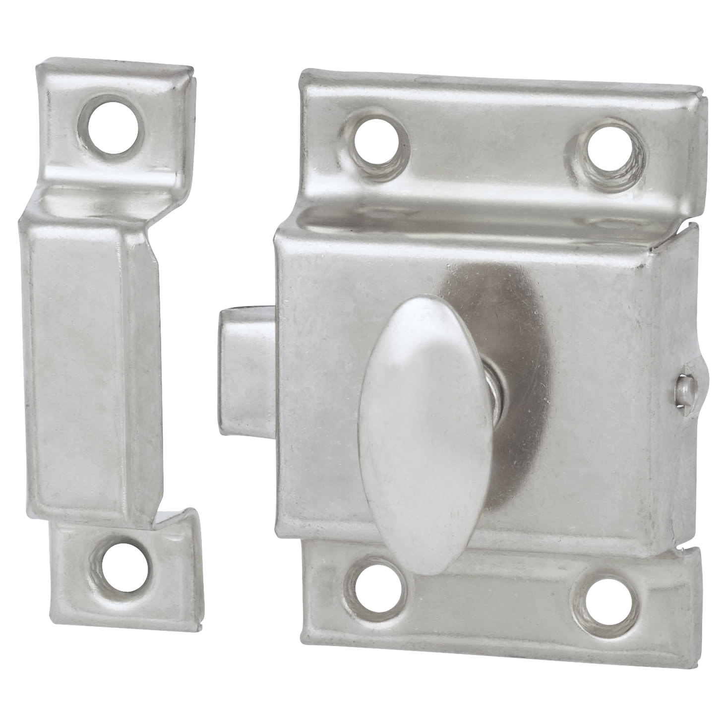 Box Style Cupboard Catch - 55 x 38 x 30mm - Nickel Plated - view 2