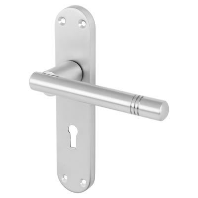 Satin Chrome Keyhole Lock Door Handles - Bologna Range - 182 x 32mm - view 2