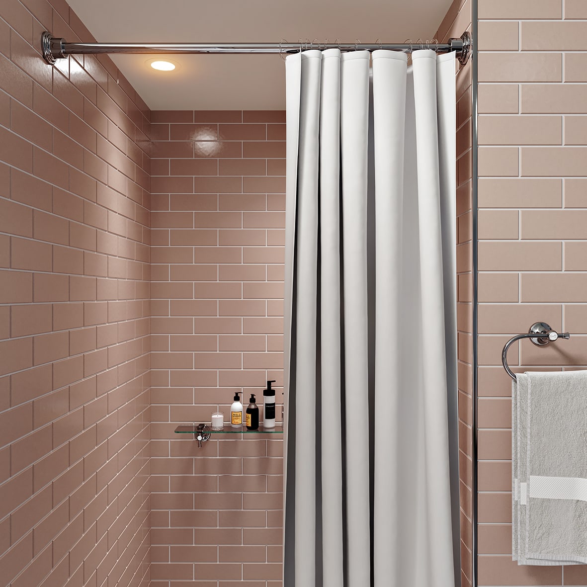 Stick 'n' Lock Premium Shower Rail - Telescopic Rod - 700 -1170mm Length - Polished Chrome - view 2