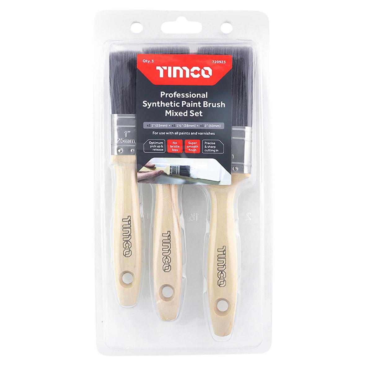 Professional Synthetic Paint Brush - Pack of 3 - view 2