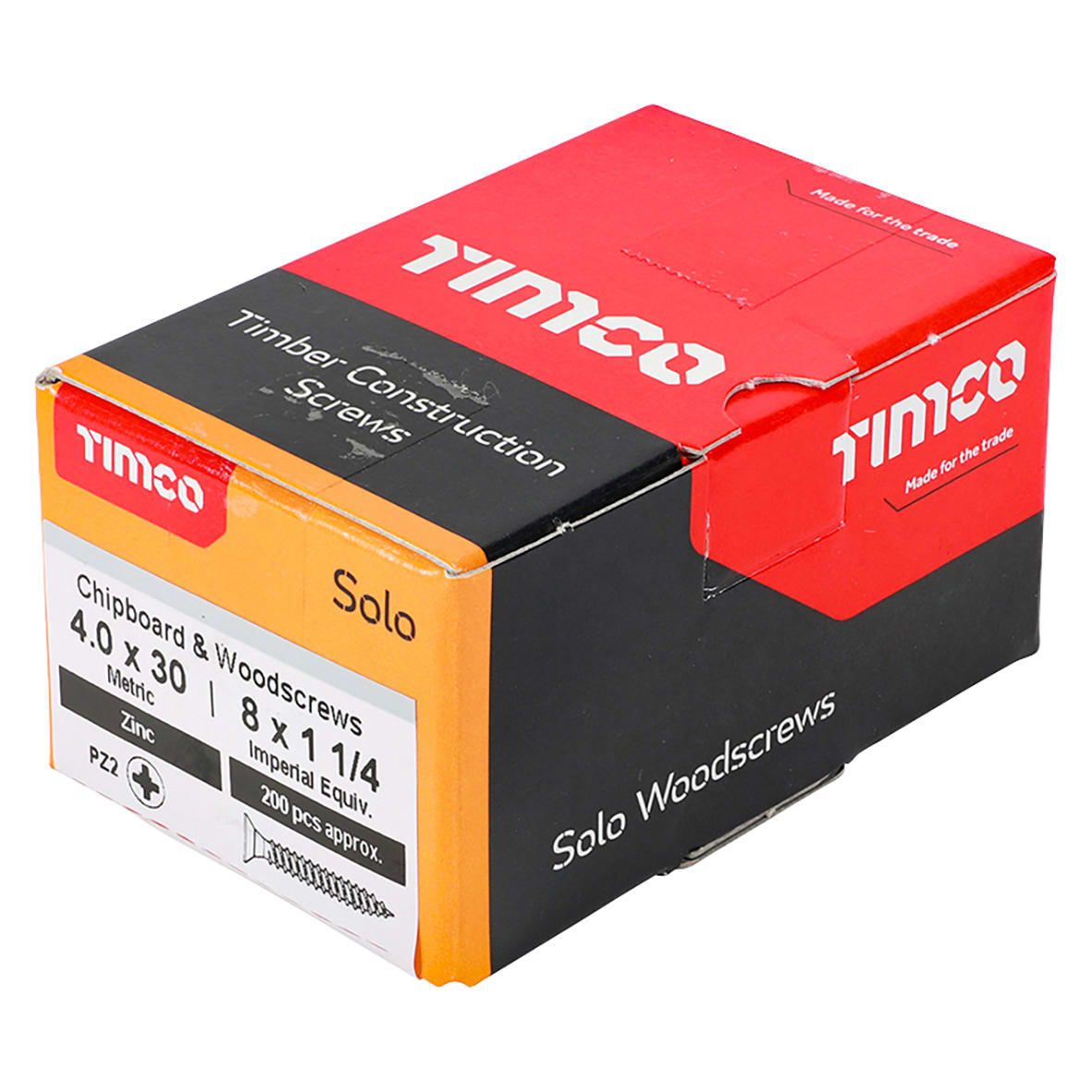 Solo Chippy Pozi Countersunk Wood Screws - 4.0 x 30mm - Zinc Plated - Pack of 200 - view 4