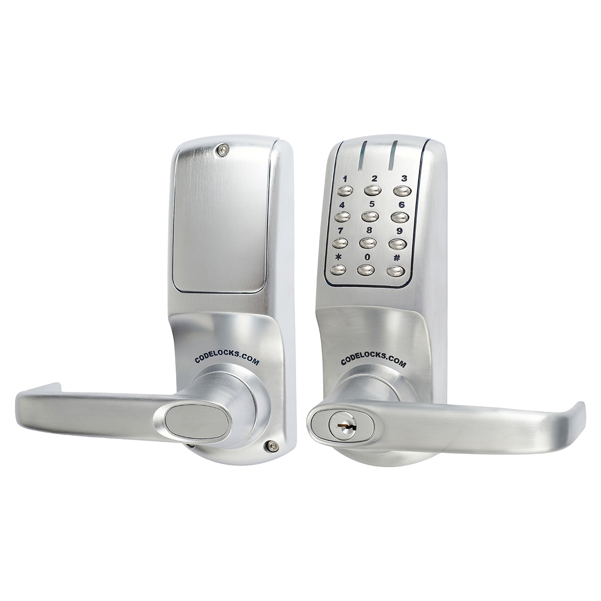Digital Code Lock and Latch with Intumescent - Key Override - Brushed Steel - view 2