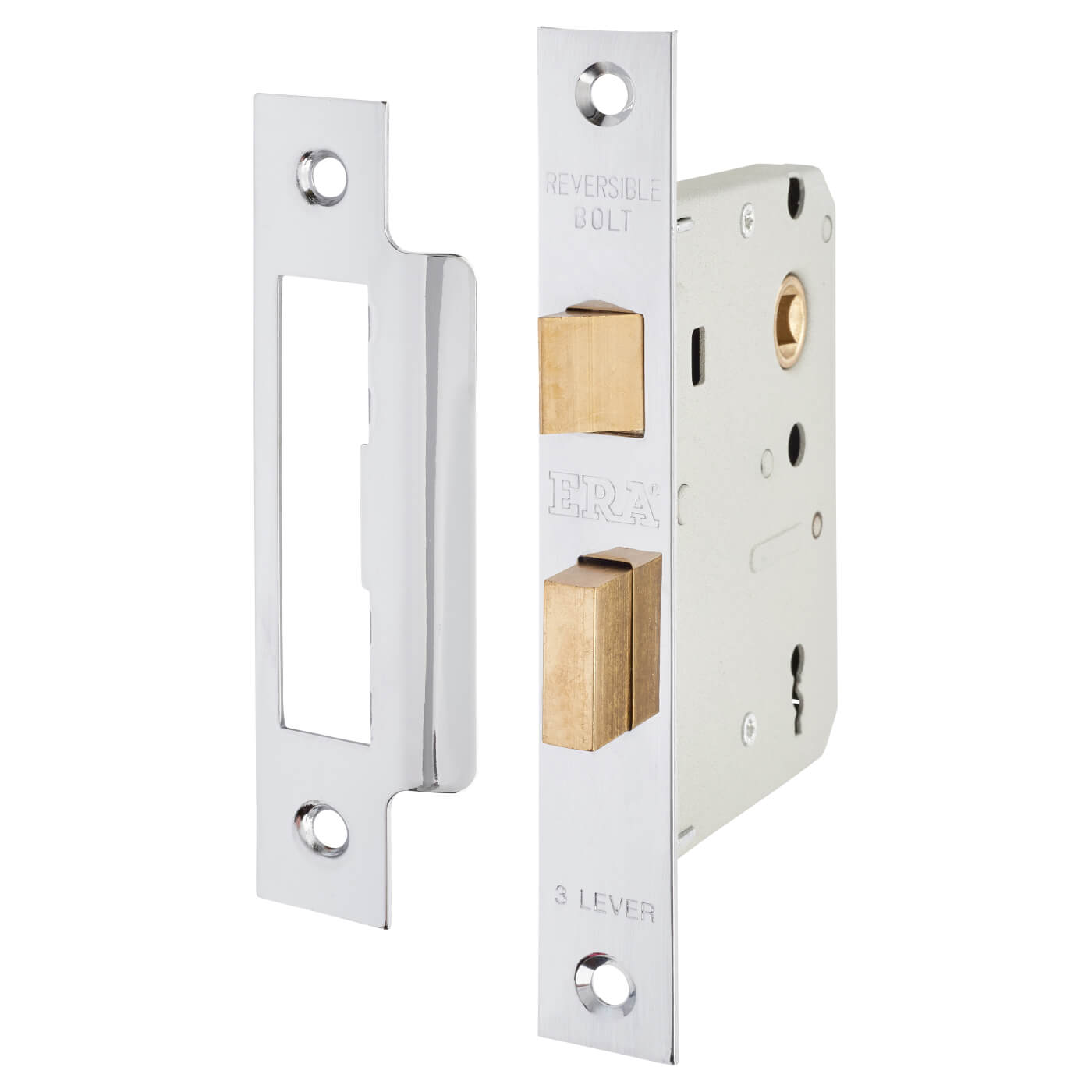 3 Lever Sashlock - 76mm Case - 56mm Backset - Polished Chrome - view 2