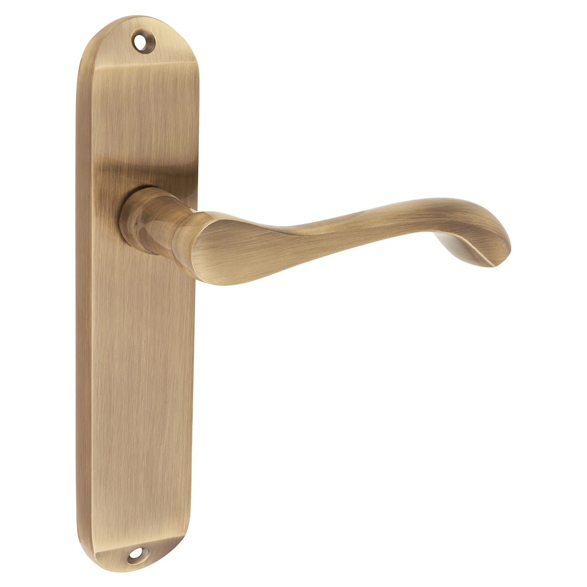 Antique Brass Scroll Latch Door Handles - Ancona Range - 180 x 39mm - view 5