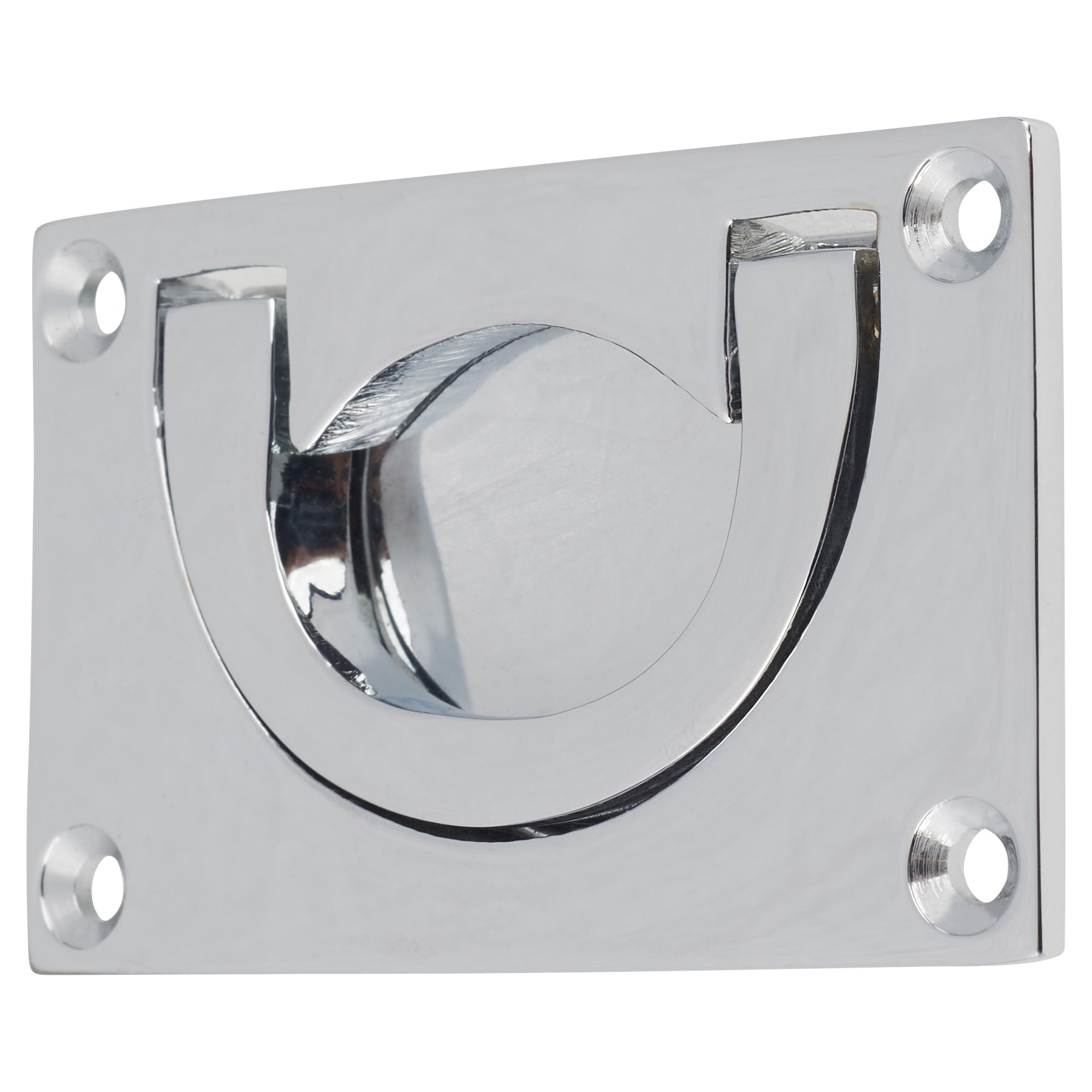 Flush Chest Drawer Cabinet Pull Handle - 75 x 45mm - Polished Chrome - view 2