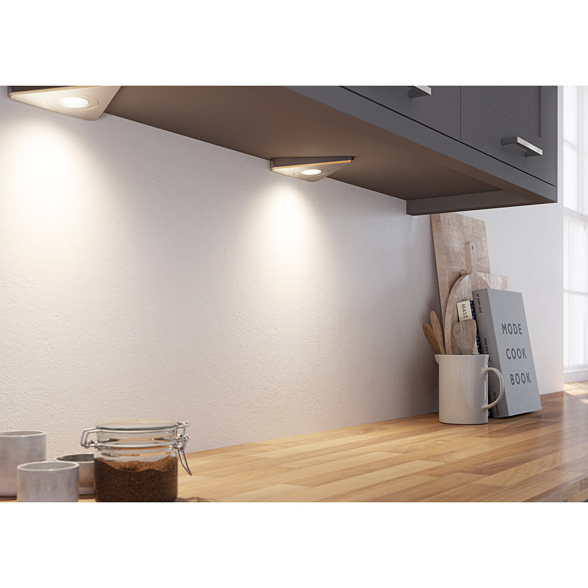 Treos 2W Slim LED Triangle Cabinet Downlight - 4000K Natural White - Stainless Steel - view 2