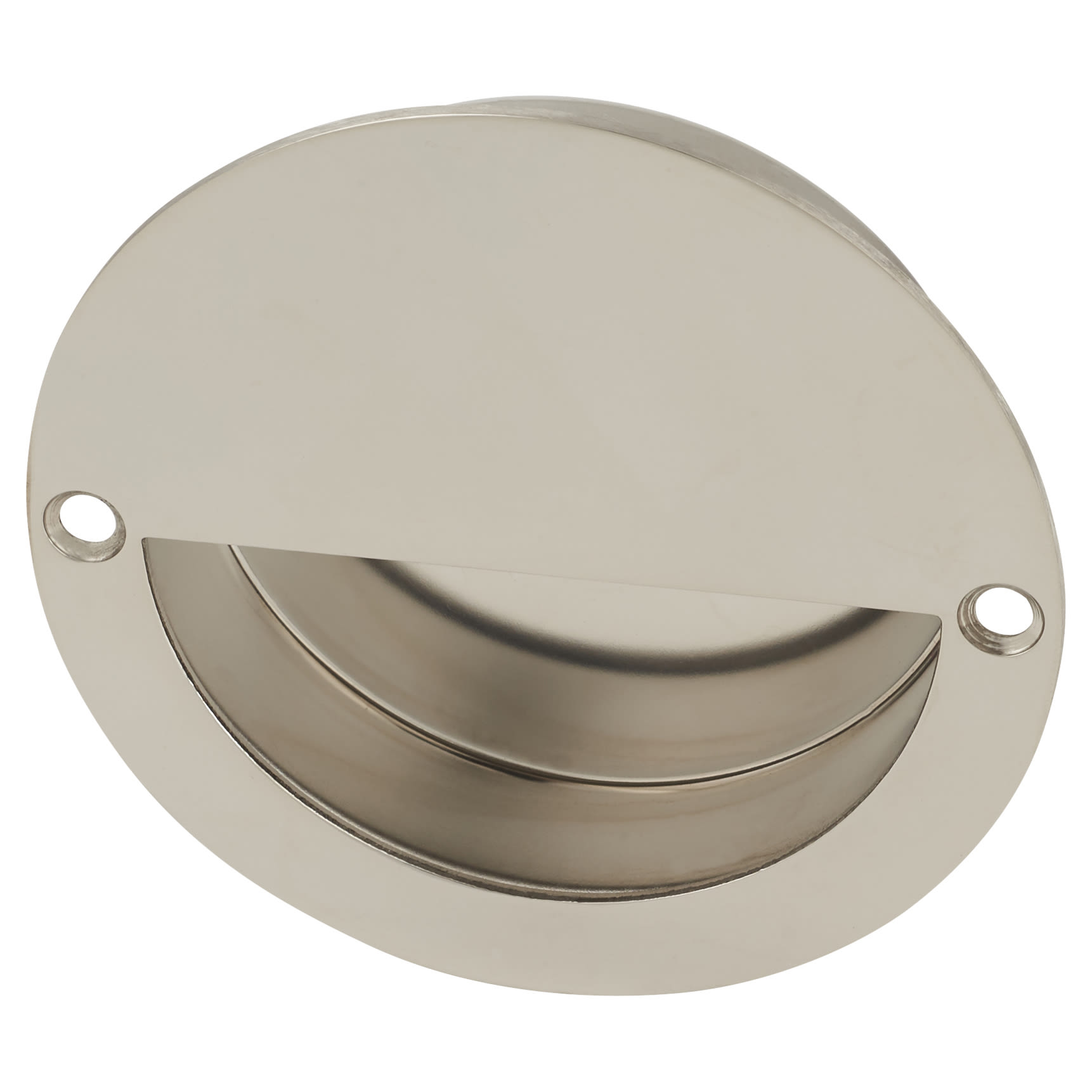 Circular Flush Cabinet Pull Handle - 90mm Diameter - Polished Stainless Steel - view 2