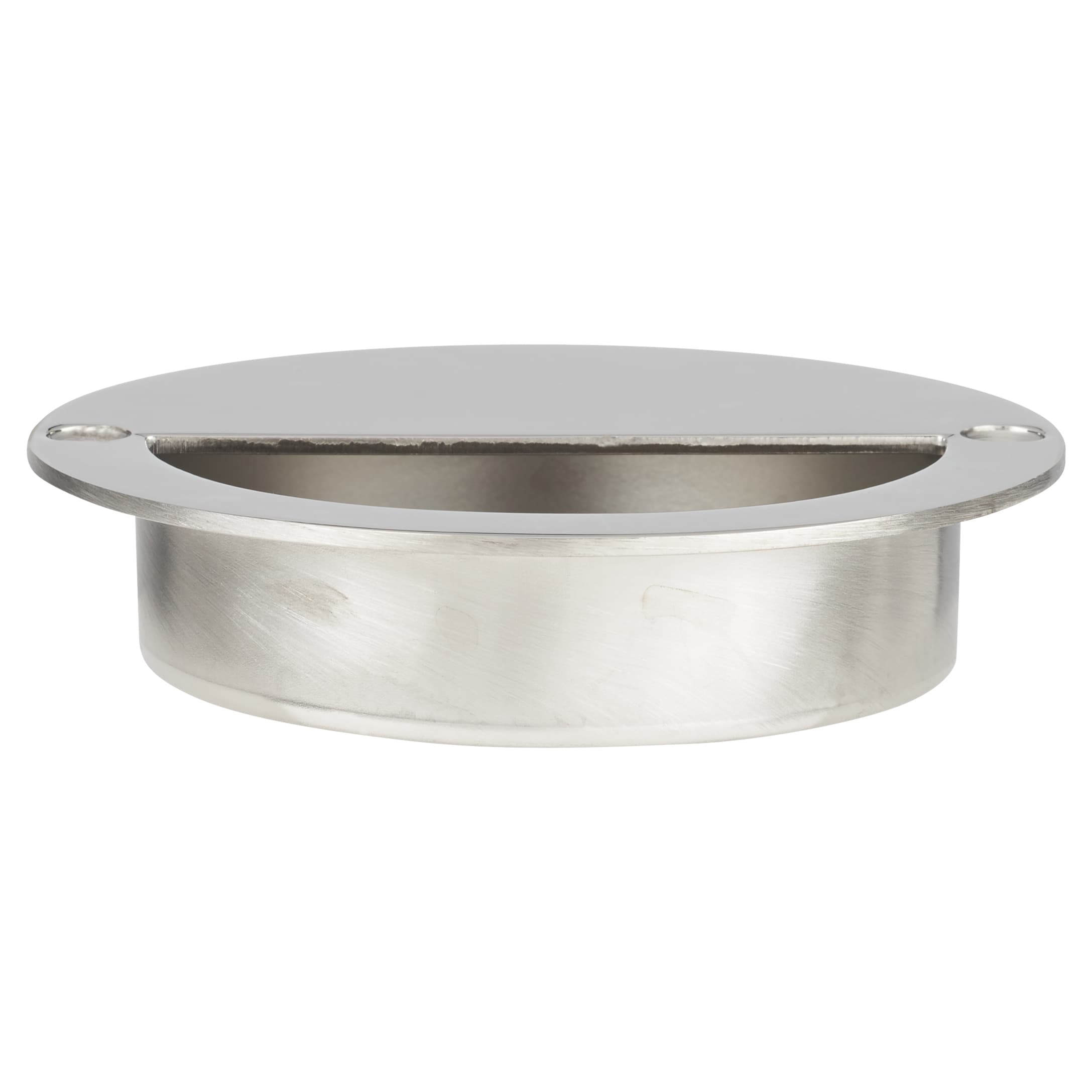Circular Flush Cabinet Pull Handle - 90mm Diameter - Polished Stainless Steel - view 3