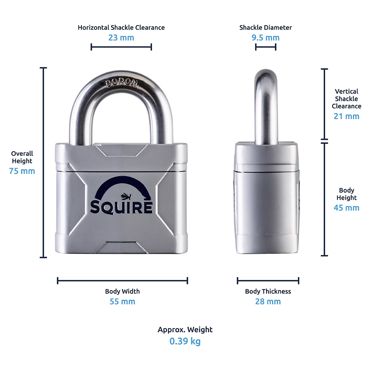 MERCURY 50 KA High Security Padlock - 50mm Body - 23.5 x 22mm Shackle - Keyed Alike - Silver - view 4