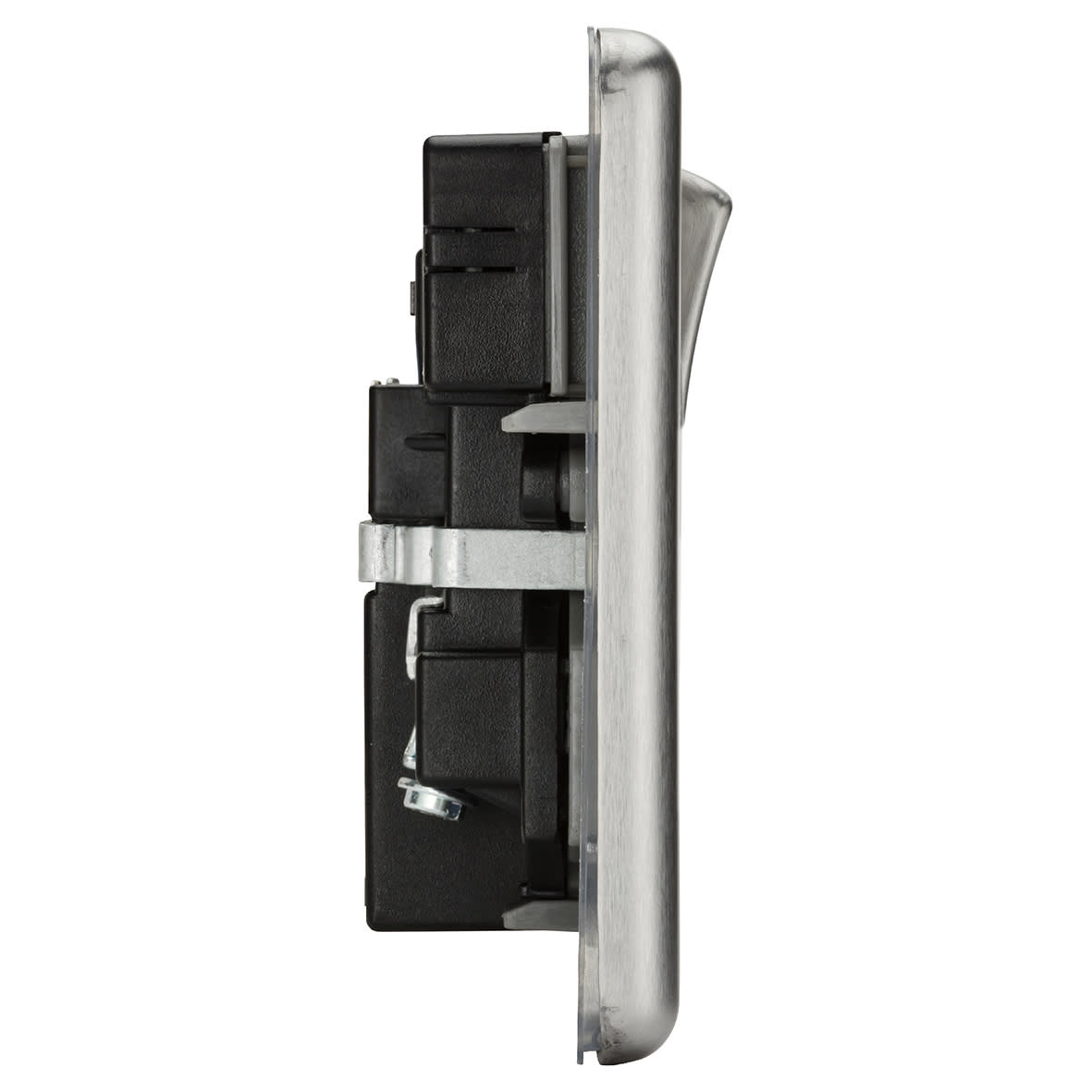 13A 2 Gang Round Edge Type A/C USB Socket with 2 x USB - 4A - Brushed Chrome/Grey - view 4