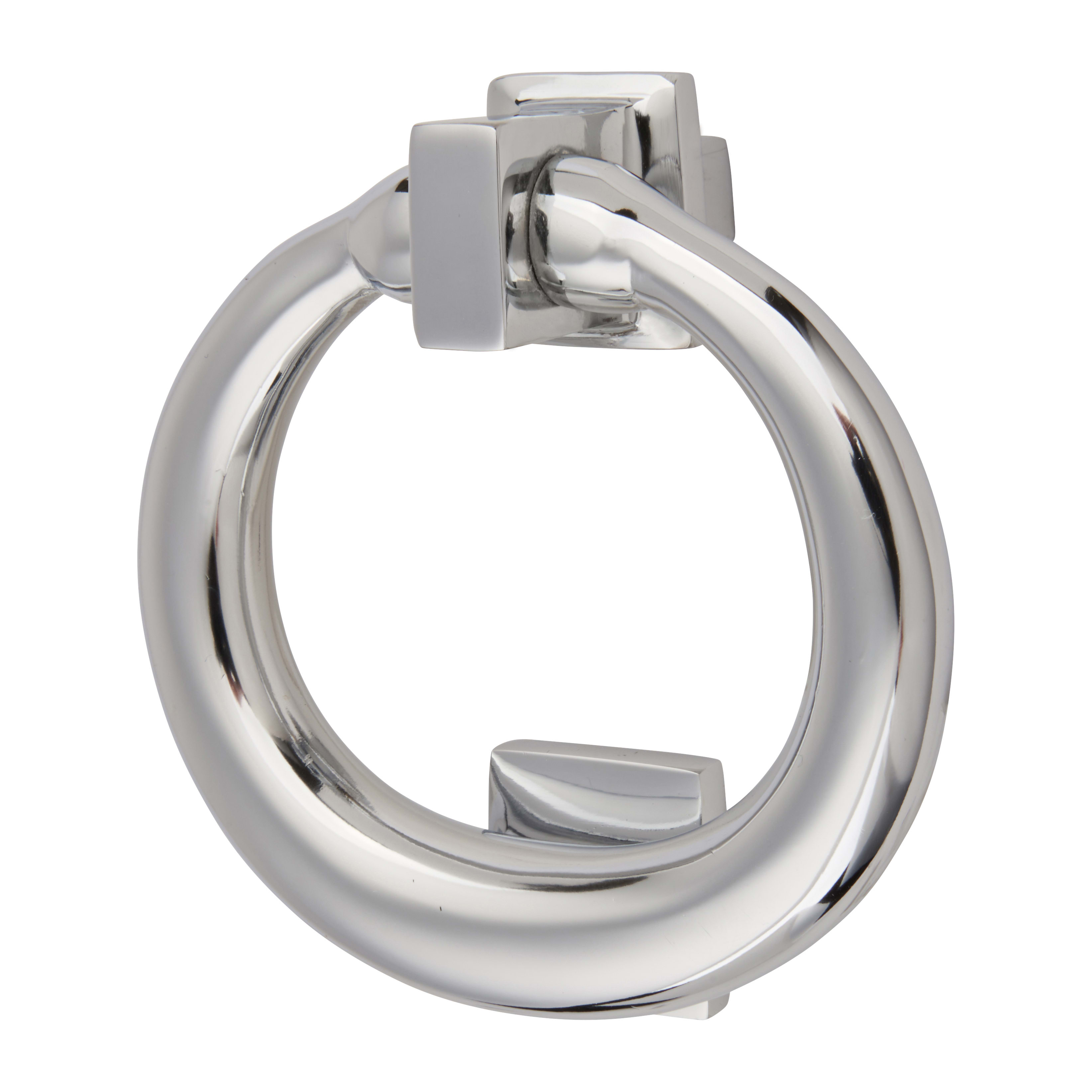 Ring Door Knocker - Polished Chrome - Square - 115 x 100mm - view 2