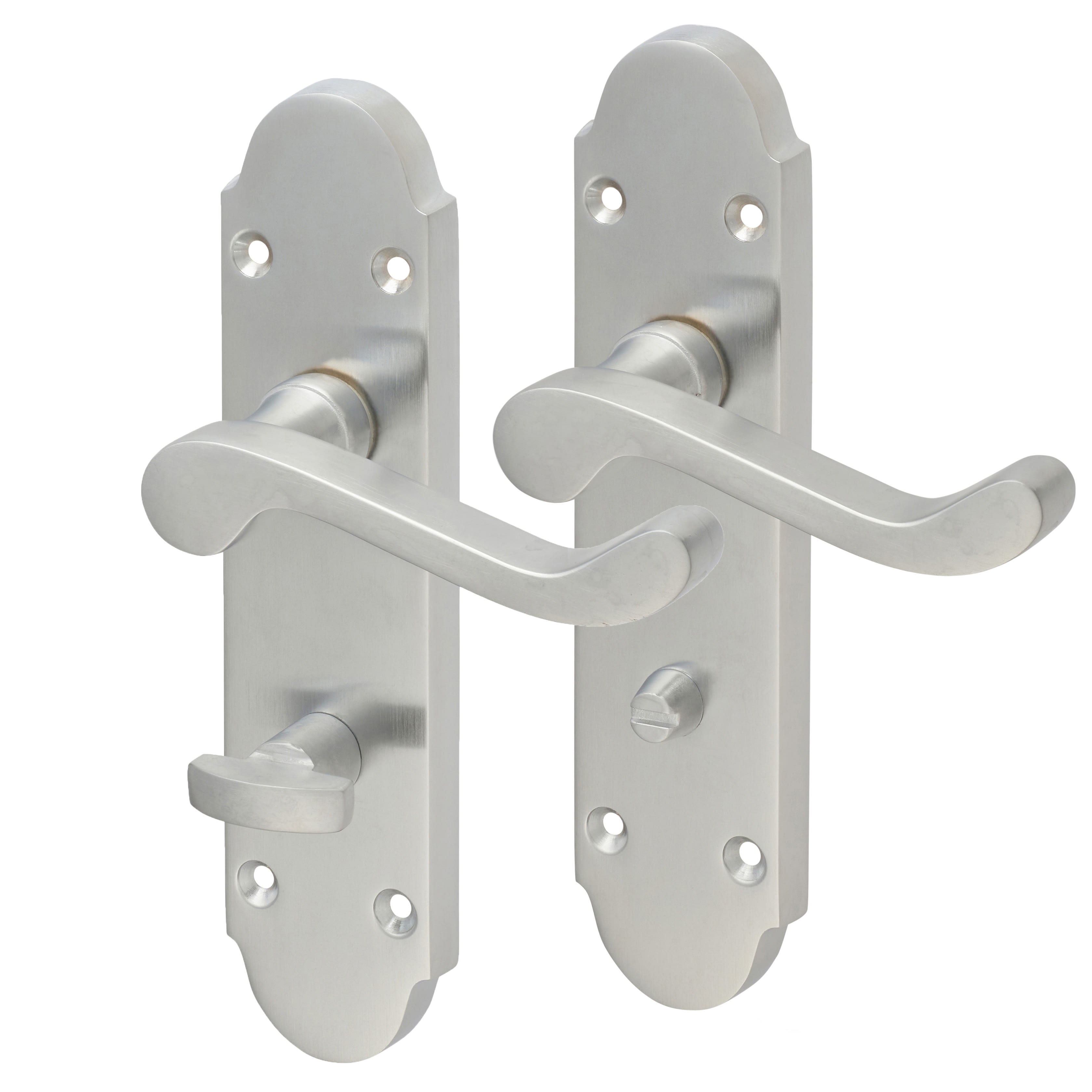 Satin Chrome Victorian Summer Scroll Bathroom Door Handles - 168 x 40mm - view 2