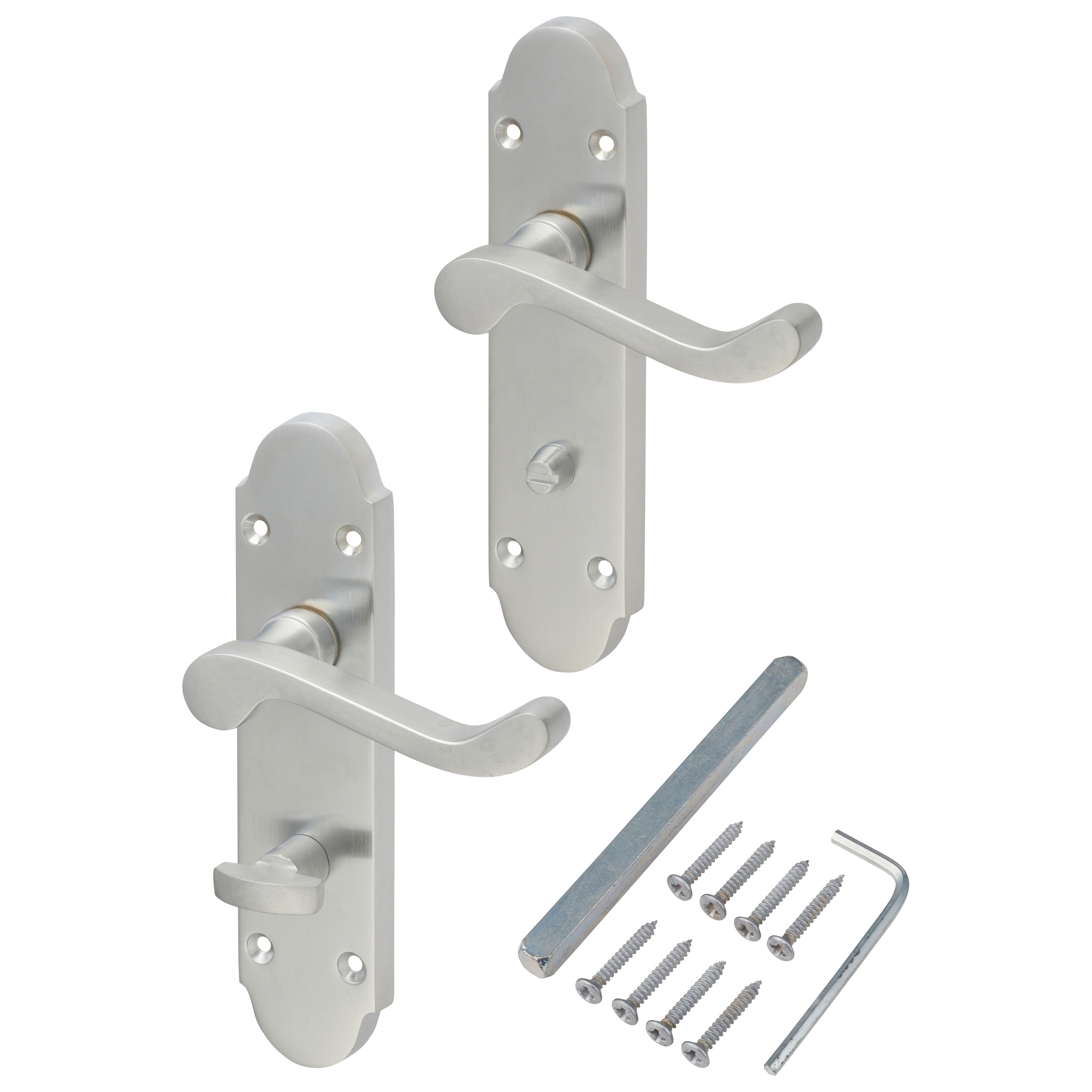 Satin Chrome Victorian Summer Scroll Bathroom Door Handles - 168 x 40mm - view 3
