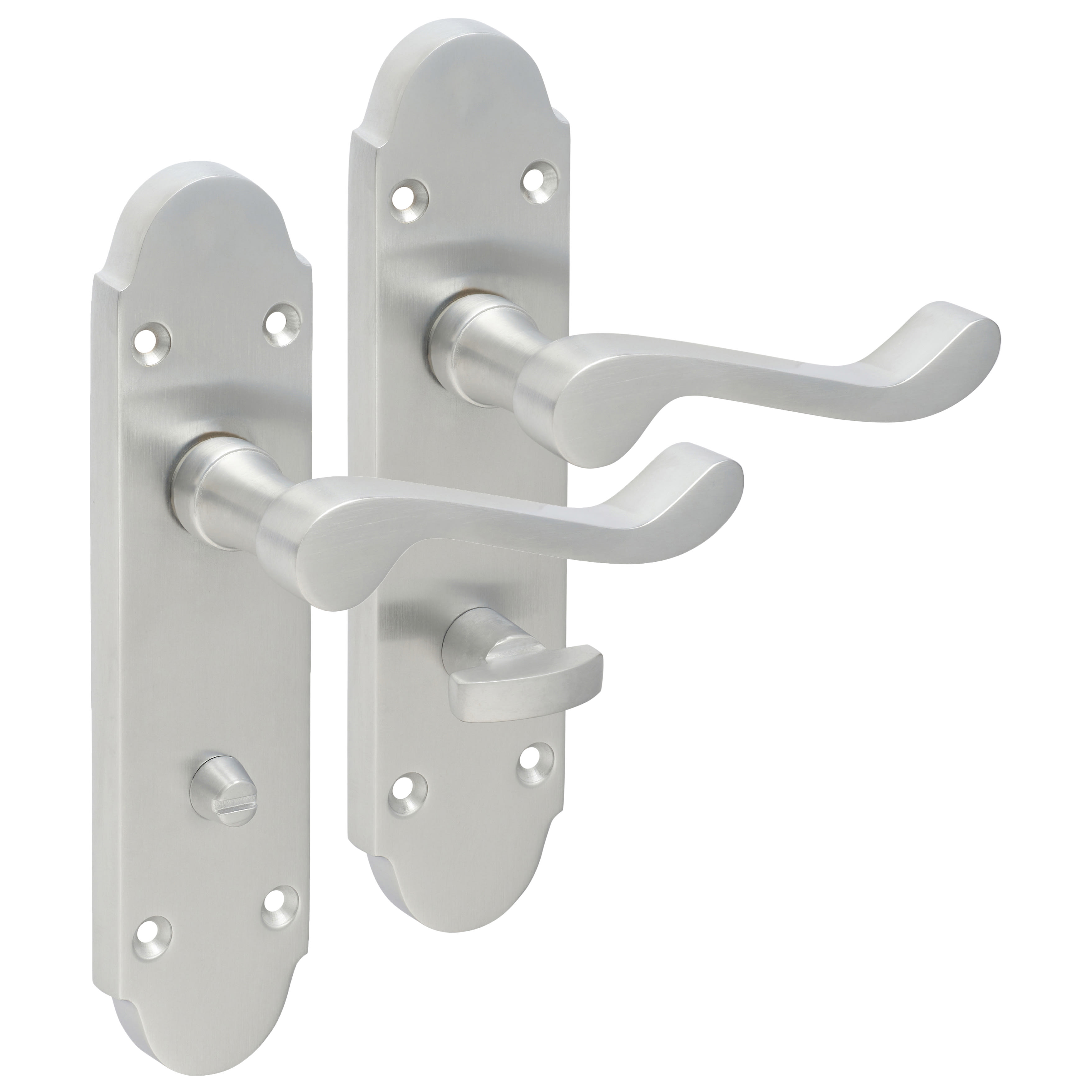 Satin Chrome Victorian Summer Scroll Bathroom Door Handles - 168 x 40mm - view 4
