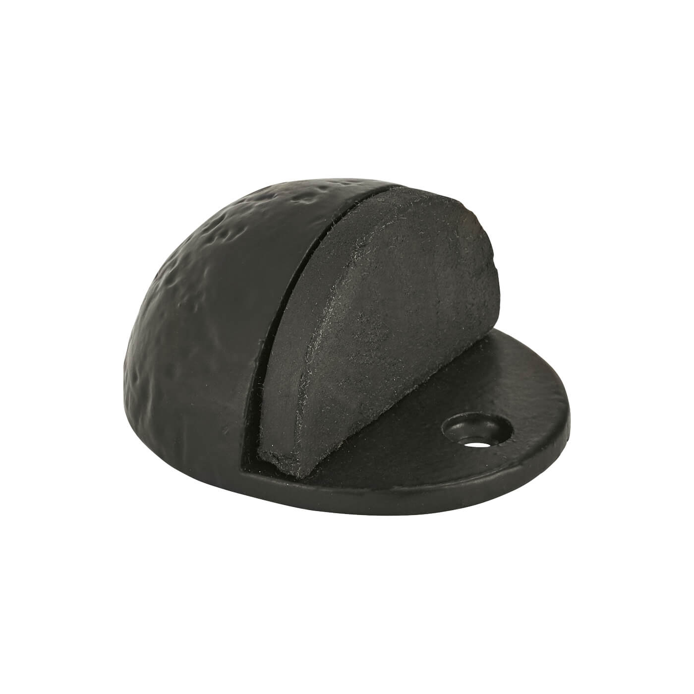 Half Moon Oval Floor Door Stop - 44 x 26mm - Antique Black Iron - view 2