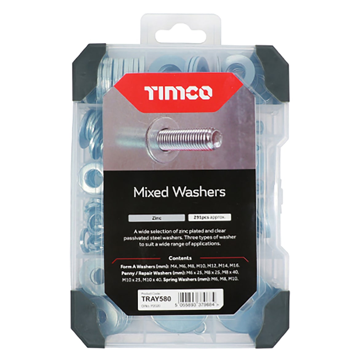 Assorted Washers - Mixed Tray - Zinc Plated - Pack of 291 - view 2