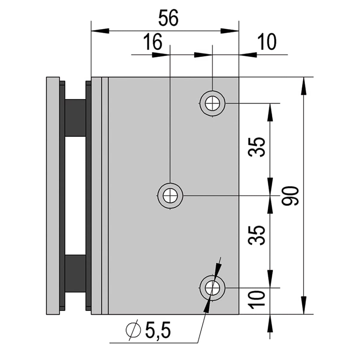 Bilbao Glass Clamp - Wall Mount - 8-12mm Glass - Matt Black - view 2