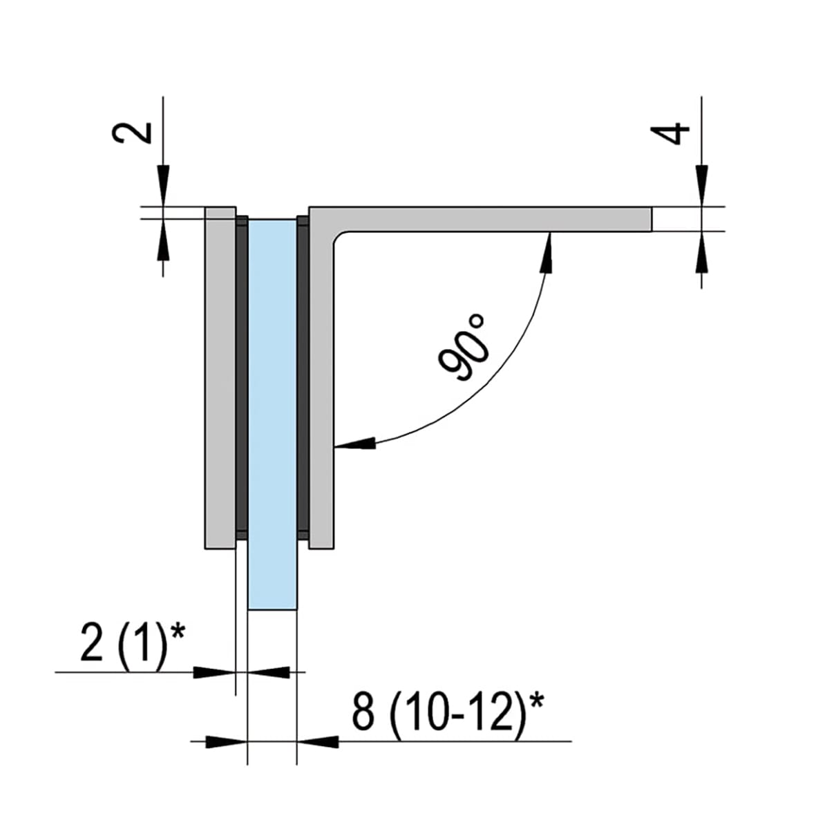 Bilbao Glass Clamp - Wall Mount - 8-12mm Glass - Matt Black - view 4