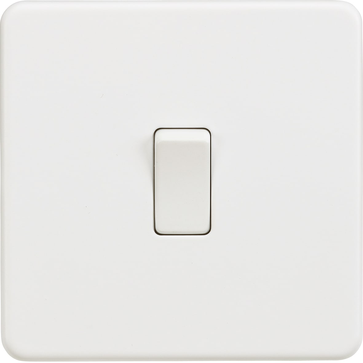 10AX 1 Gang Screwless Intermediate Flat Plate Light Switch - Matt White - view 4
