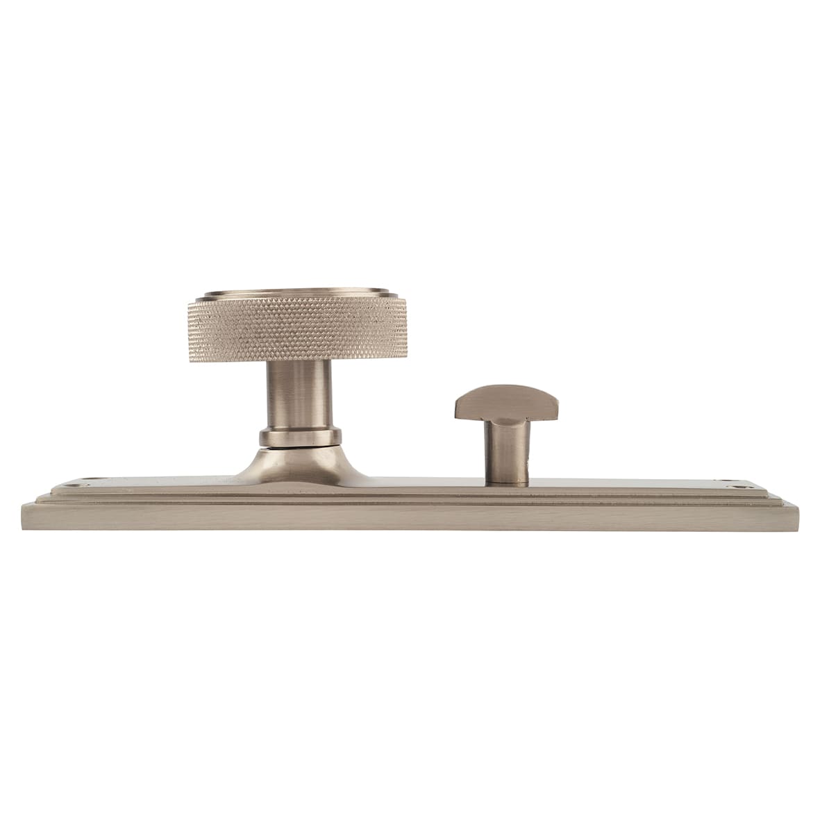 Satin Nickel Knurled Bathroom Mortice Door Knob on Backplate - 205 x 52mm - Miller Range - view 4