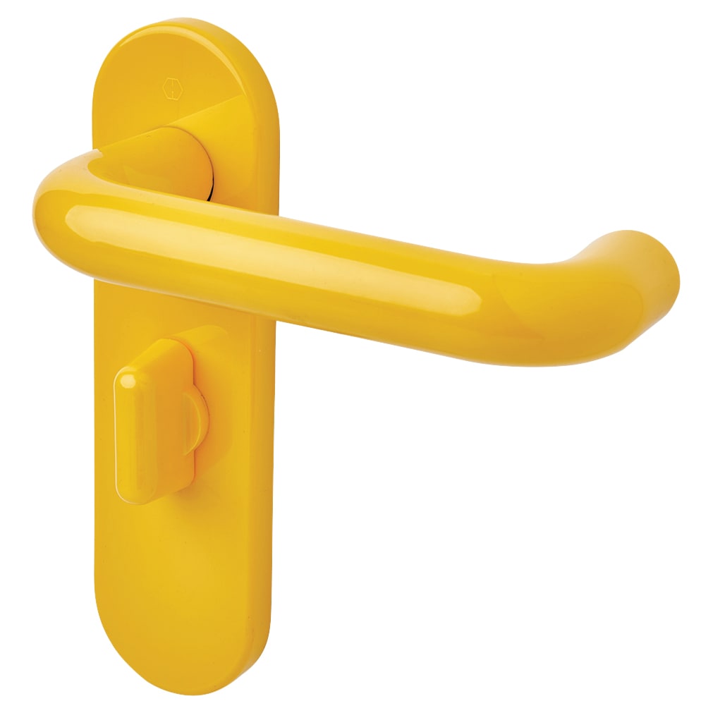 Golden Yellow Nylon Steel Core Safety Bathroom Door Handles - 57mm c/c - Paris Range - view 3