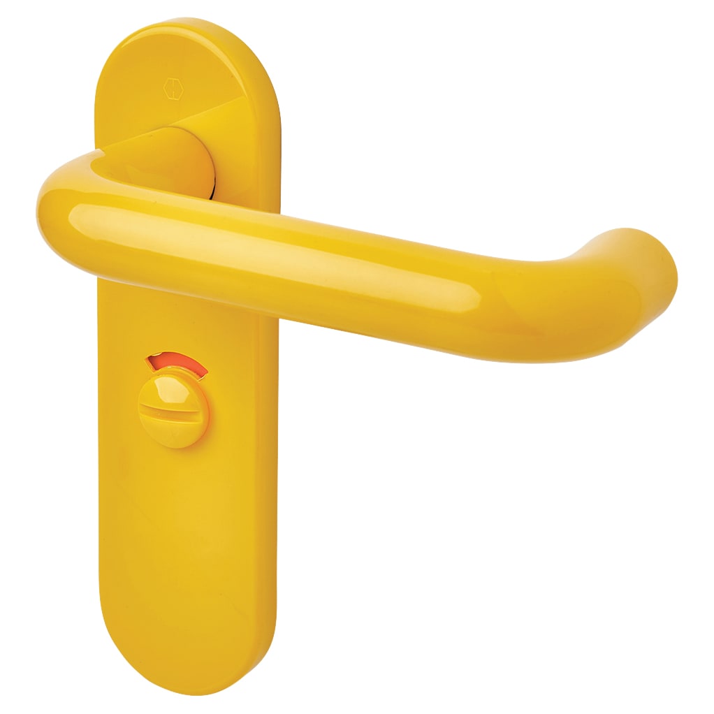 Golden Yellow Nylon Steel Core Safety Bathroom Door Handles - 57mm c/c - Paris Range - view 4