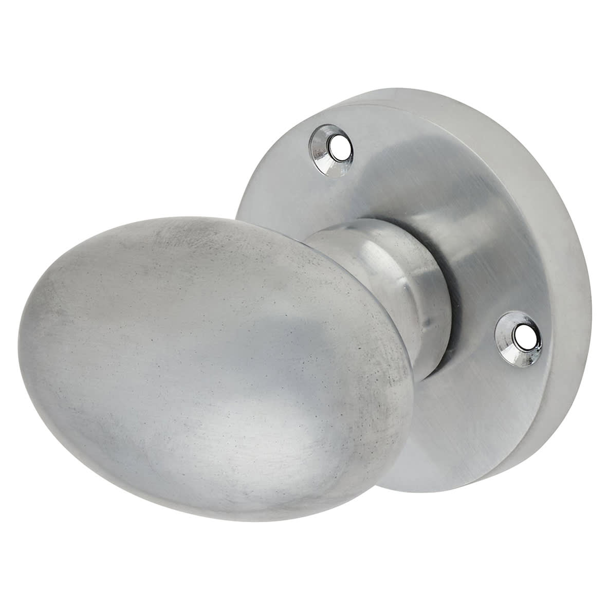 Satin Chrome Victorian Mortice Oval Door Knobs Pack - 61mm Rose Diameter - view 2