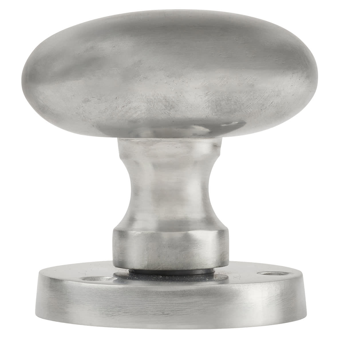 Satin Chrome Victorian Mortice Oval Door Knobs Pack - 61mm Rose Diameter - view 3