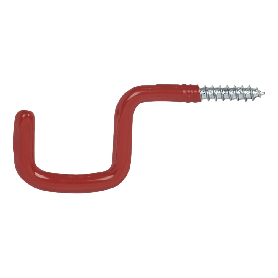 Tubular Garage and Shed Screw-In Storage Hook - Small Square - 65mm Depth - Red - view 3