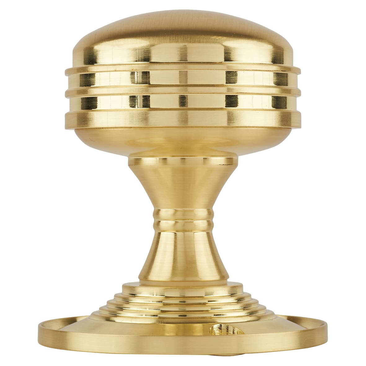 Satin Brass Ringed Mortice Door Knob - 63mm Rose Diameter - view 4