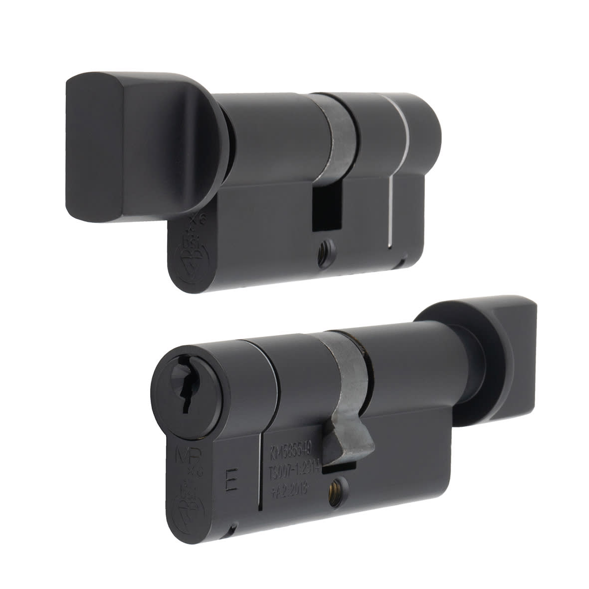 1 Star 6 Pin 70mm Euro Thumbturn Cylinder - 35 + 35mm - Matt Black - Keyed to Differ - view 2