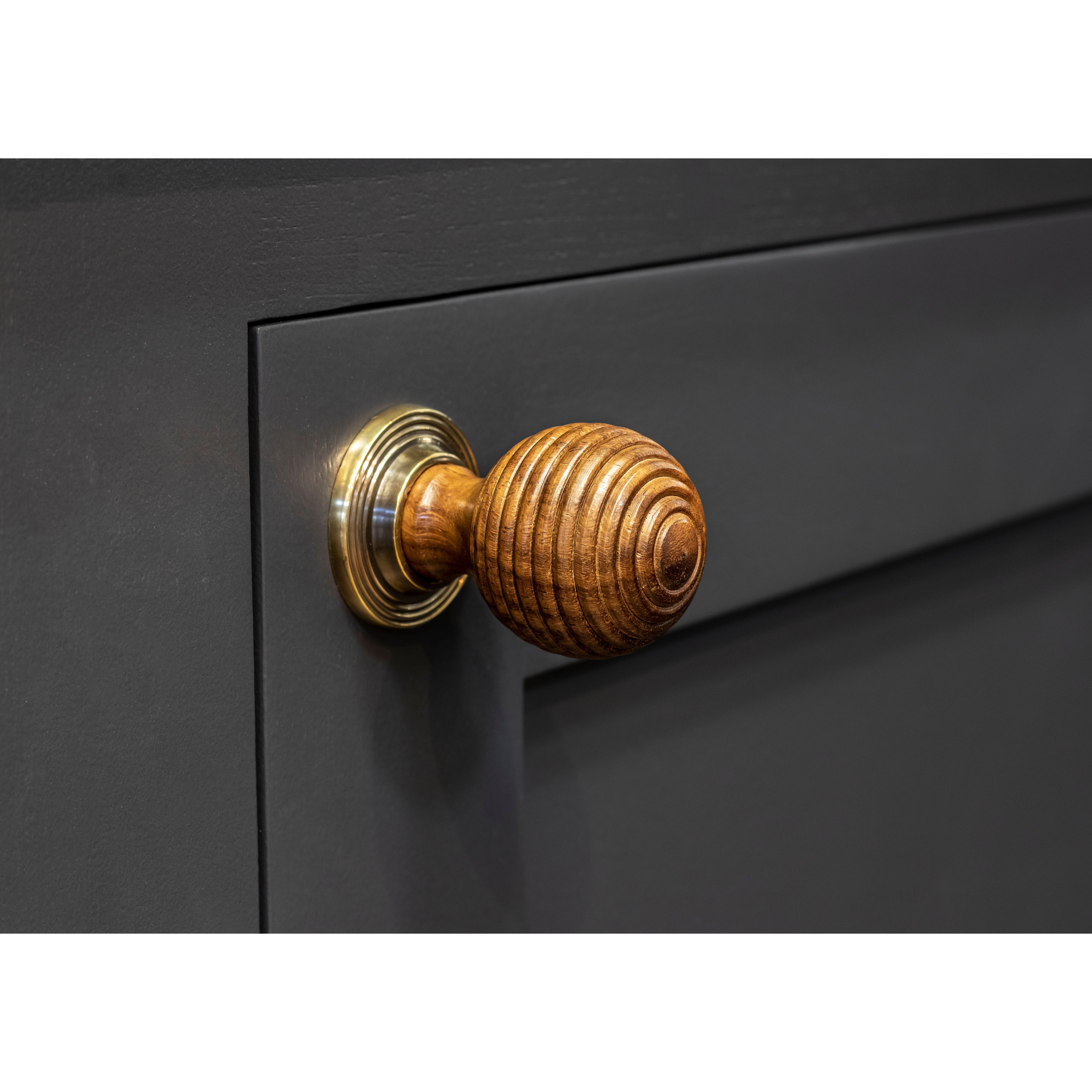 Beehive Ball Cabinet Knob - 38mm Diameter - Rosewood - Antique Brass Rose - view 2