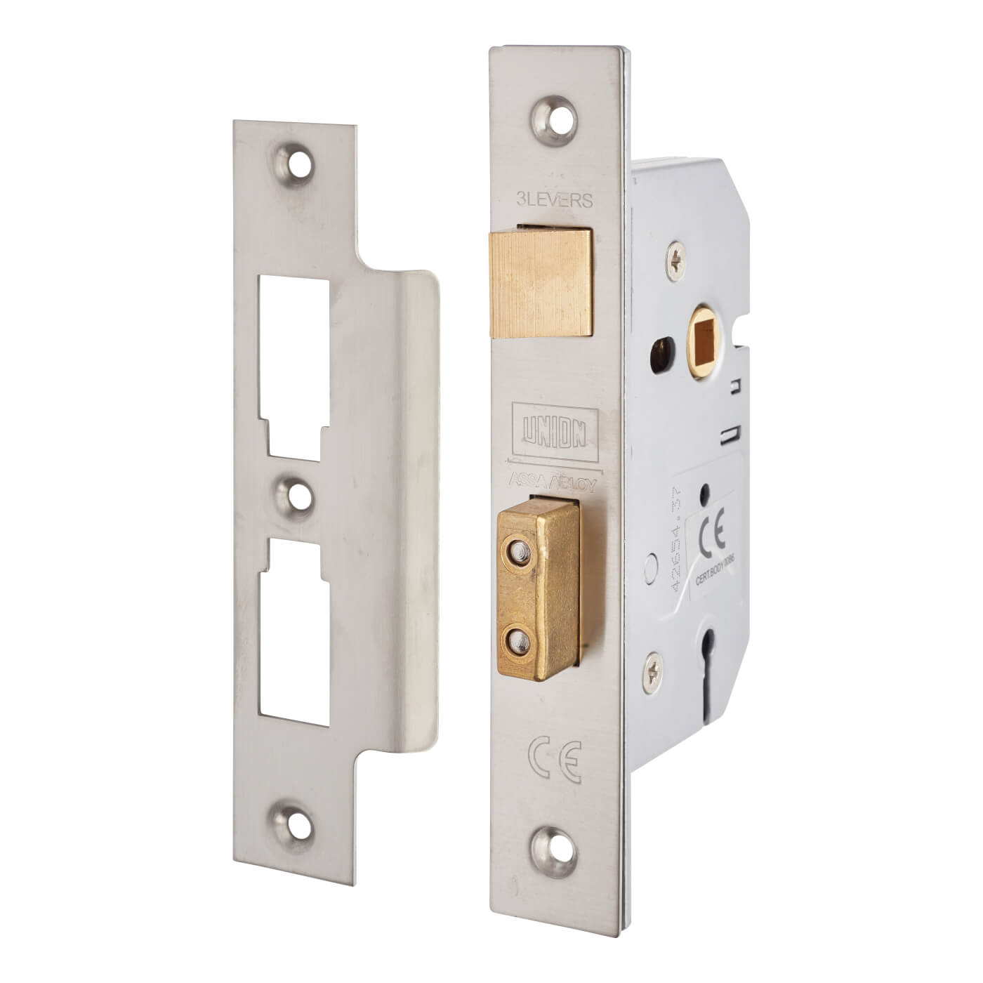 2277 Bolt Through 3 Lever Sashlock - 77.5mm Case - 57mm Backset - Satin Chrome - view 2