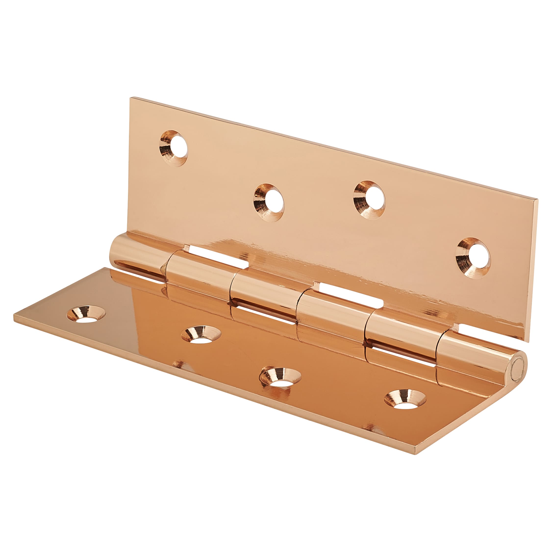 Solid Drawn Butt Door Hinge - 100 x 67 x 2mm - Polished Copper - Pair - view 3