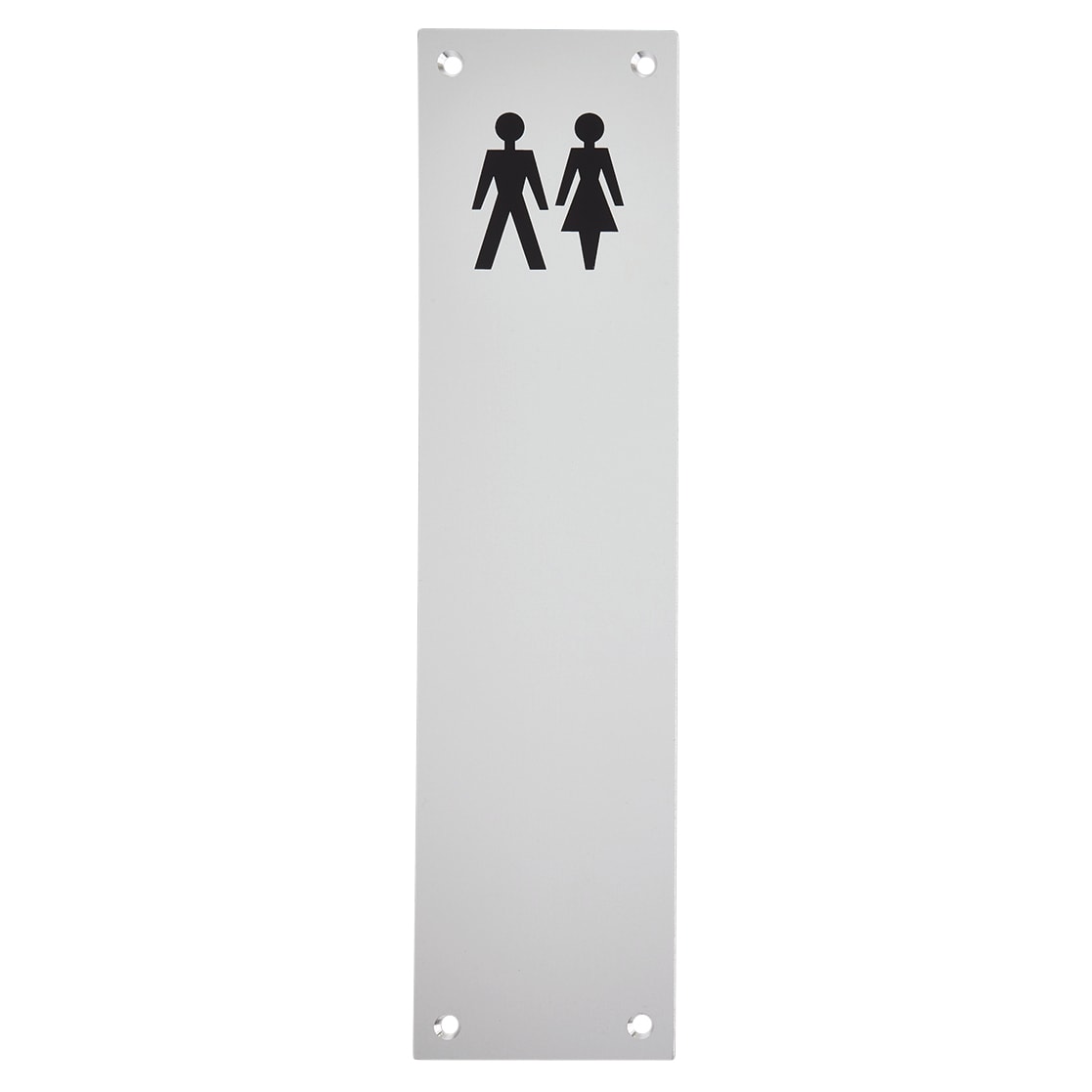 Finger Plate - Unisex Toilet Door Sign - 300 x 75mm - Satin Aluminium - view 2