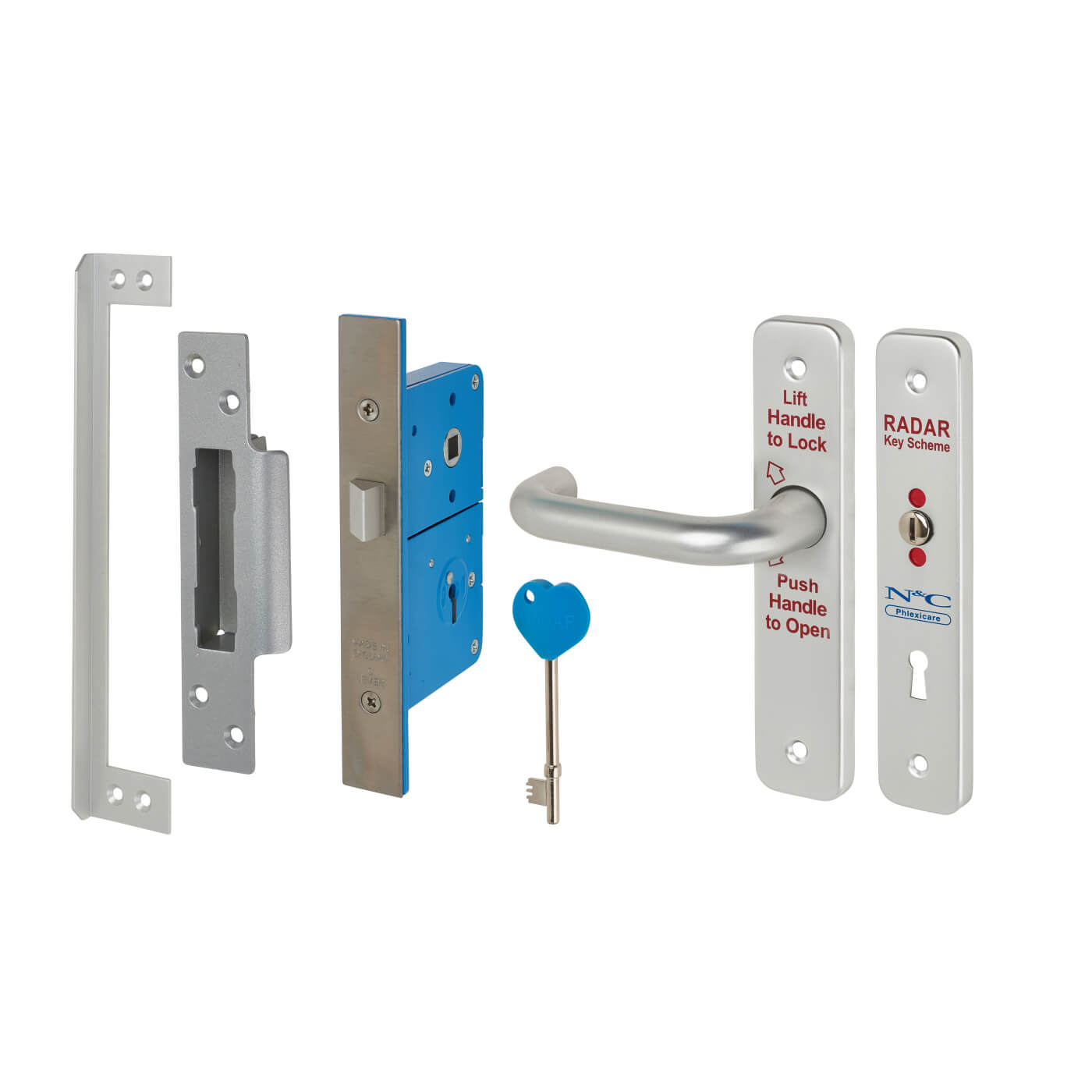 RADAR Lockset - 50mm Backset - 78mm Case - Left Hand - Satin Anodised Aluminium - view 2