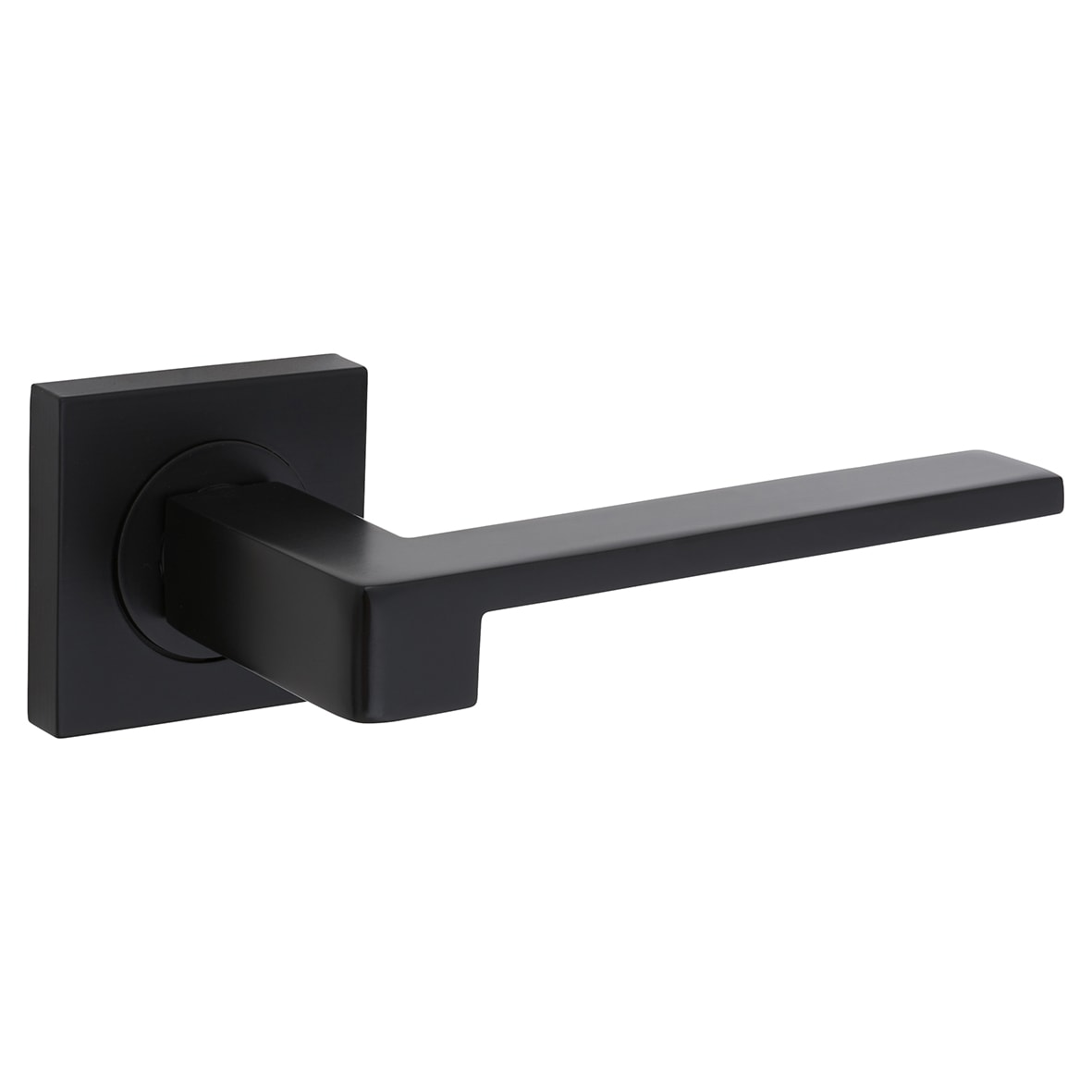 Brass Matt Black Door Handles on Square Rose - Equi Range - view 2