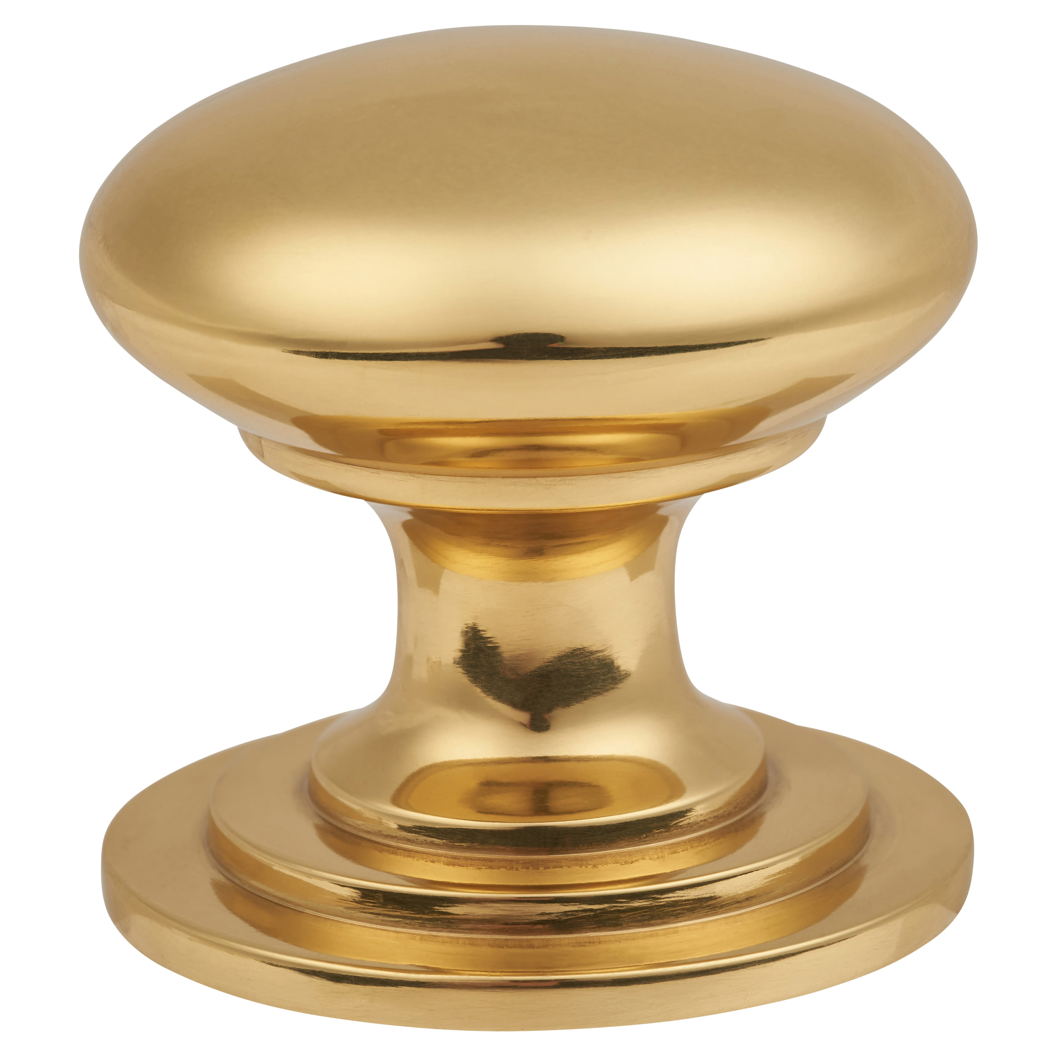 Victorian Turned Round Cabinet Knob - 44mm Diameter - Polished Brass - view 3