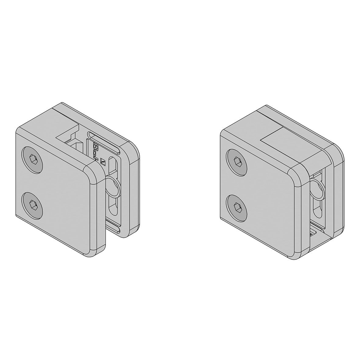 Square Balustrade Clamp - 45 x 45mm - Stainless Steel Effect - Pack of 4 - view 3