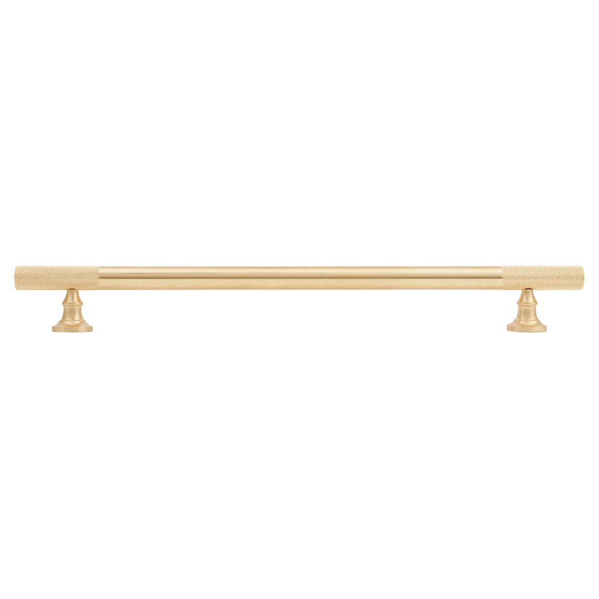 York 12mm Partially Knurled T-Bar Cabinet Pull Handle - 224mm Centres - Satin Brass - view 2