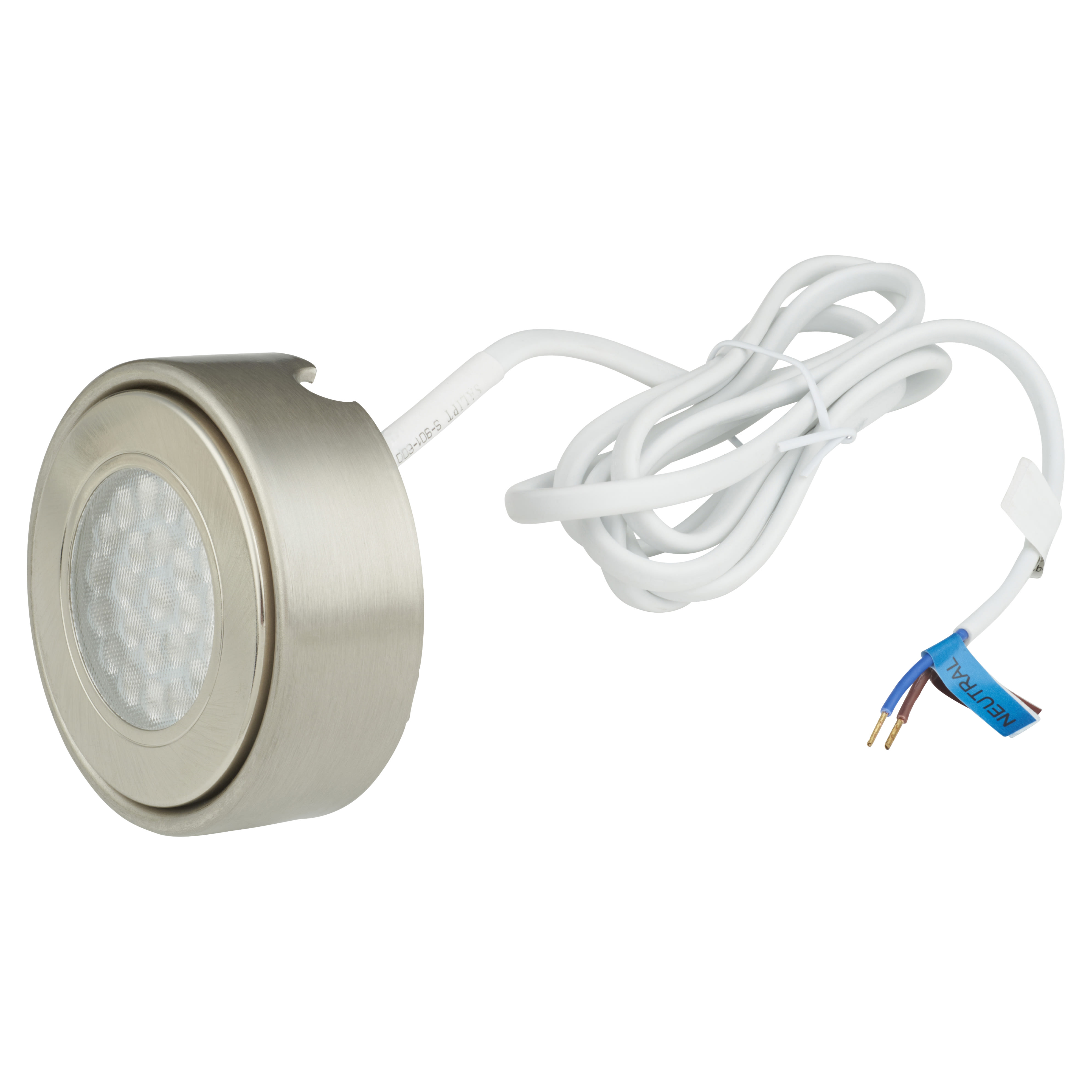 Forum Culina Laghetto 1.5W LED Round Cabinet Downlight - IP44 - 3000K Warm White - Satin Nickel - view 3