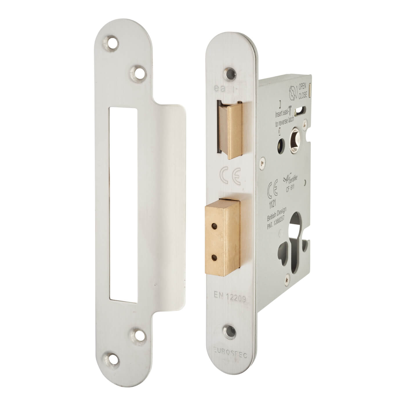 Architectural Bolt Through Euro Profile Sashlock - 78mm Case - 57mm Backset - Radius - Satin Stainless - view 2
