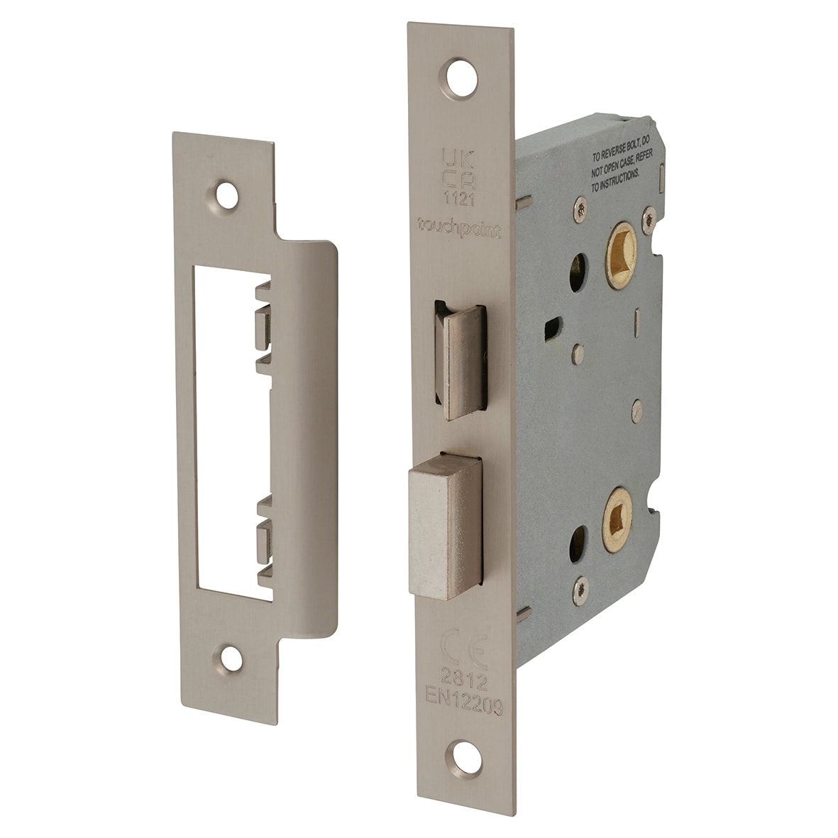 Satin Nickel Bathroom Lock Door Handles on Rose Pack - Ivy Range - view 4