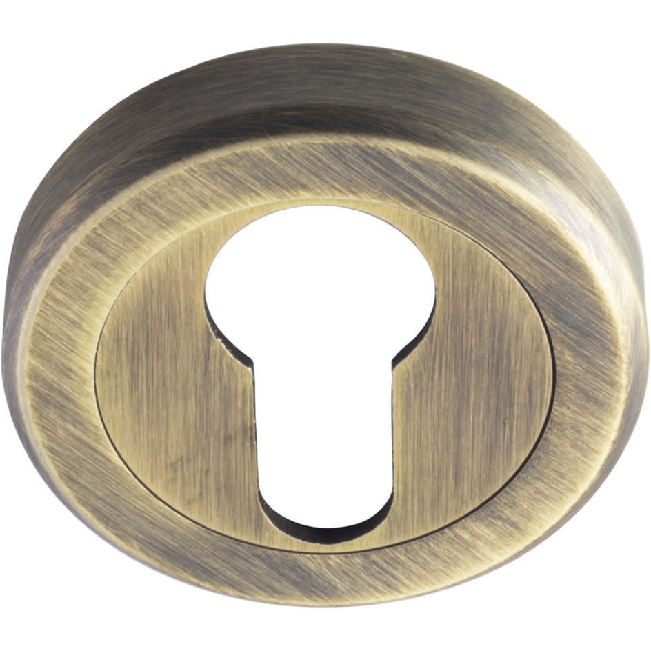 Brass Escutcheon - 50mm Diameter - Euro - Antique Brass - view 2