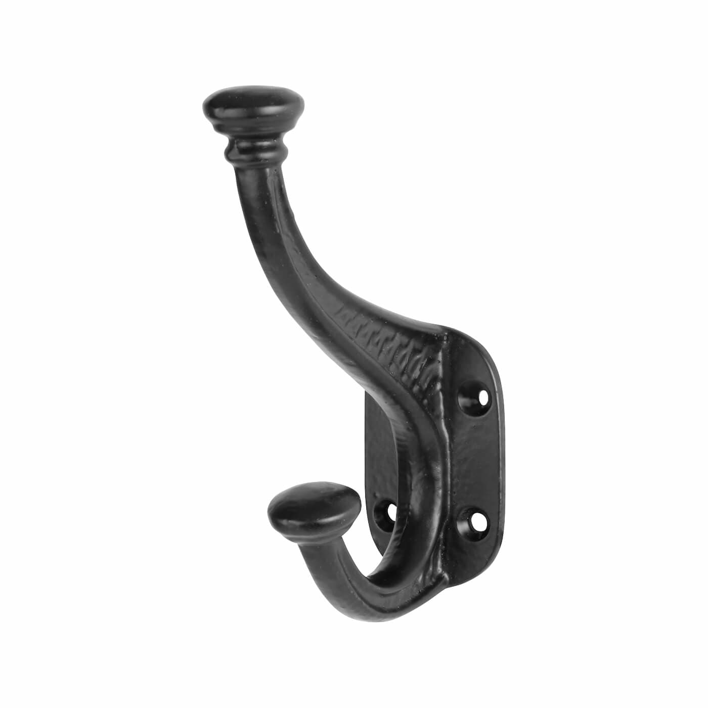 Single Hat & Coat Hook - 150 x 95mm - Antique Black Iron - view 2