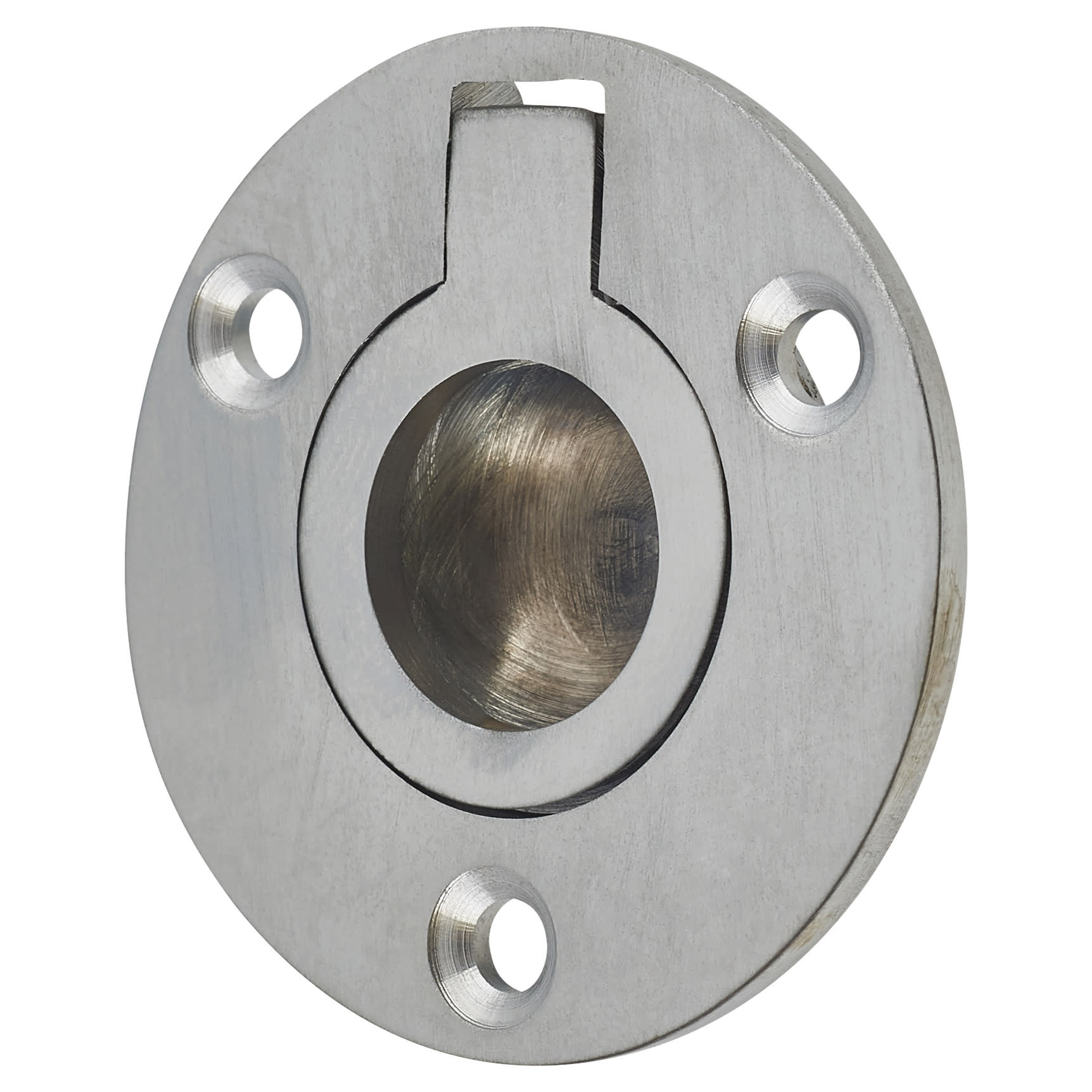 Round Flush Ring Cabinet Pull Handle - 45mm Diameter - Satin Chrome - view 2