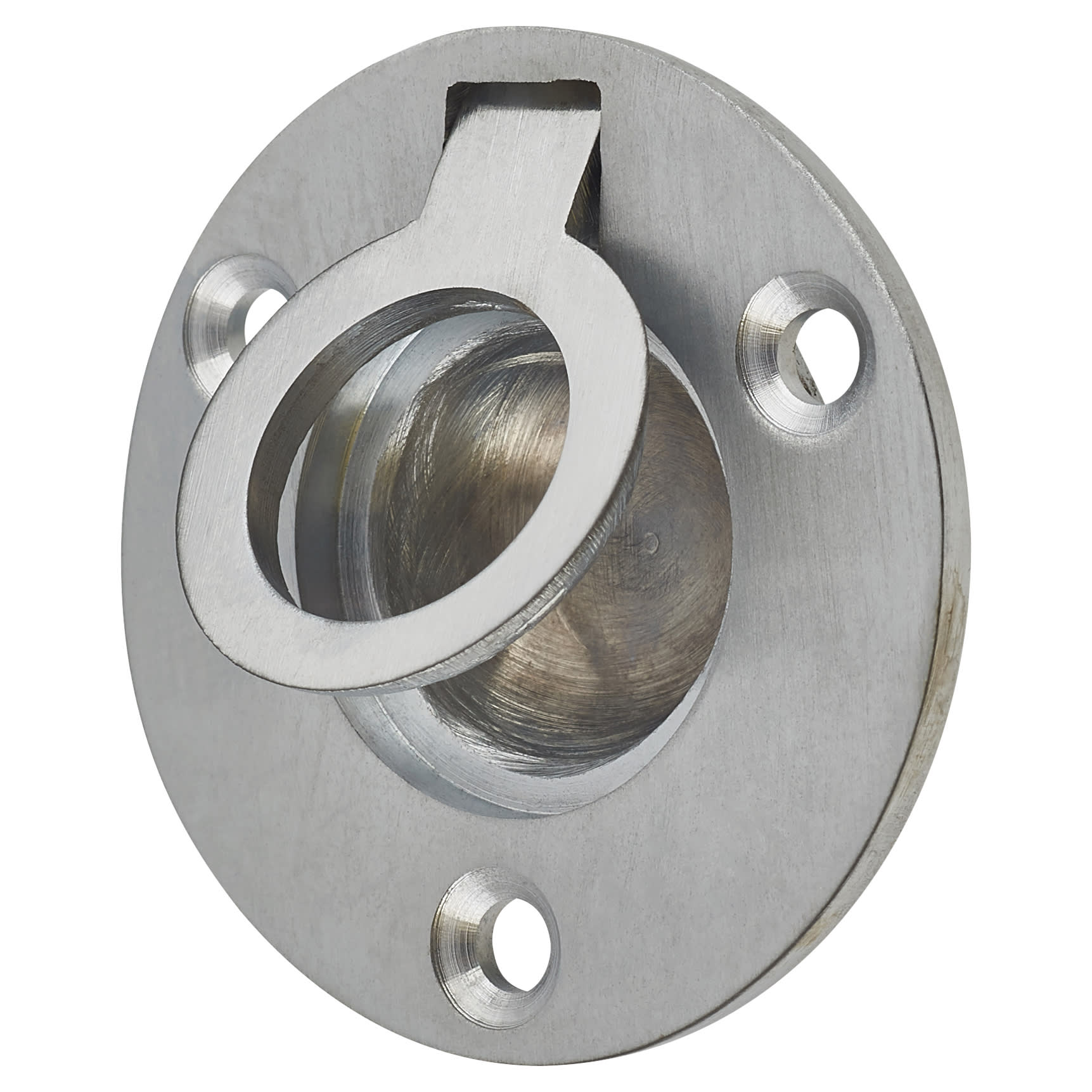 Round Flush Ring Cabinet Pull Handle - 45mm Diameter - Satin Chrome - view 3