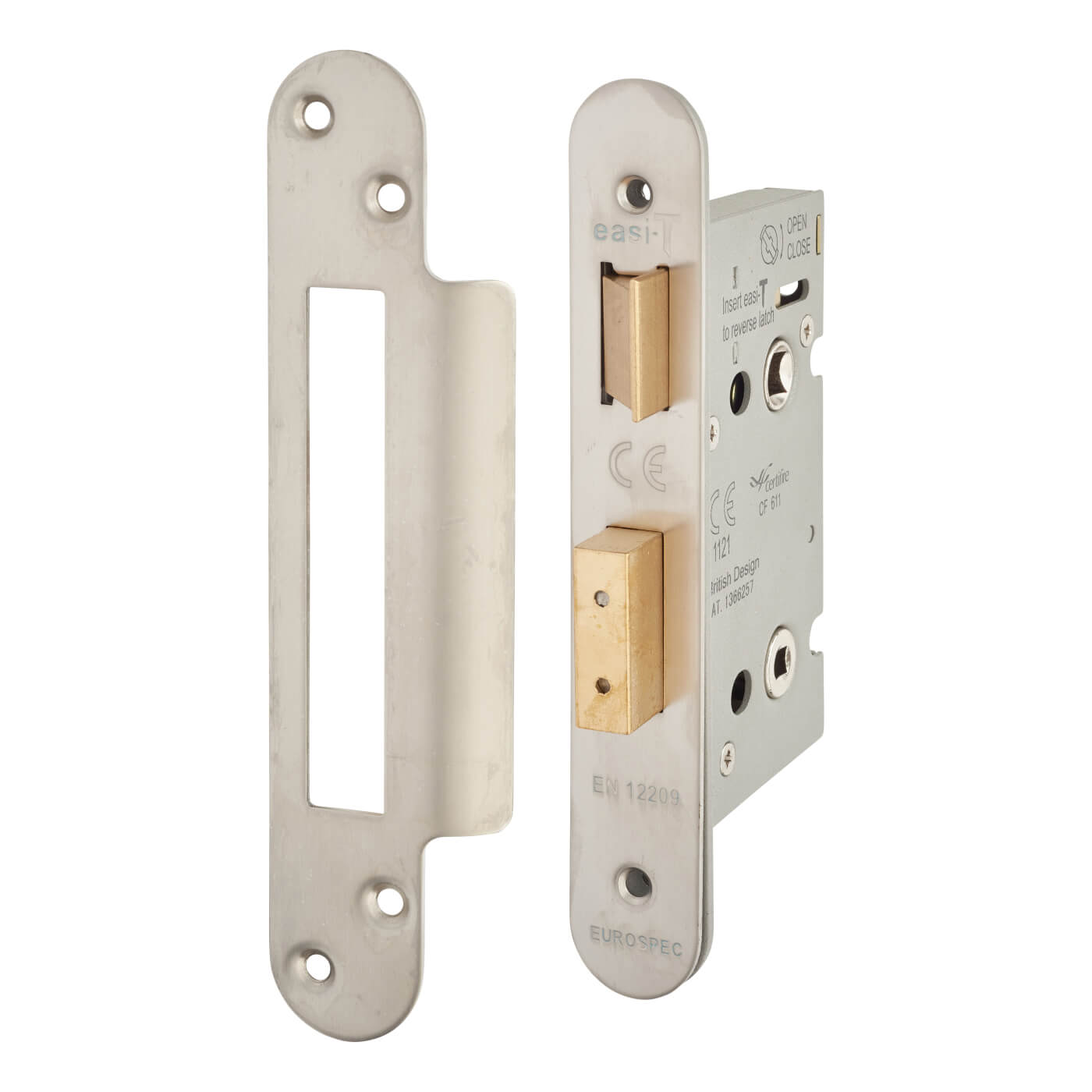 Architectural Bolt Through Bathroom Lock - 65mm Case - 44mm Backset - Radius - Satin Stainless - view 2